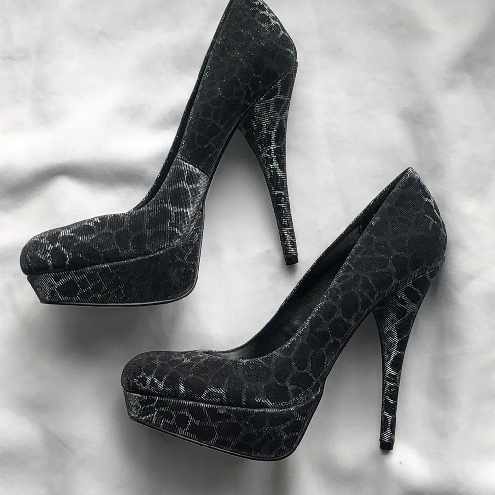 Kate & Mel Sparkly Zebra Platform Heels